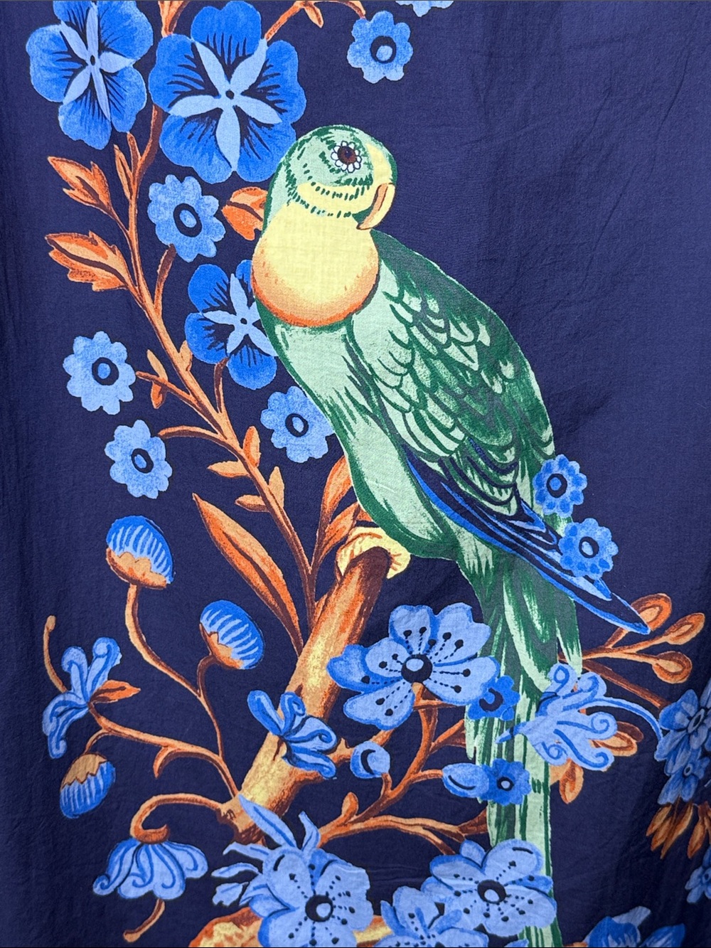 Anthropologie Maeve The Lillian Button Up Midi Dress 1X Blue Bird Parrot Print - Picture 12 of 17